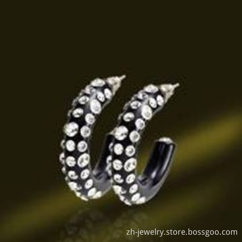 Rhinestone Stud Earrings, Made of Alloy